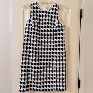 Ann Taylor Factory navy/off-white houndstooth dress